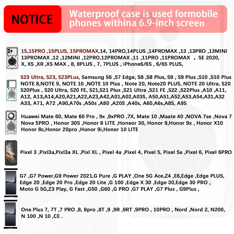 Chargez l&#39;image dans la visionneuse de la galerie, [T70 Pro][Up to 6.9 inch] - Universal Redpepper Full Covered Waterproof Heavy Duty Tough Armor Case - Polar Tech Australia
