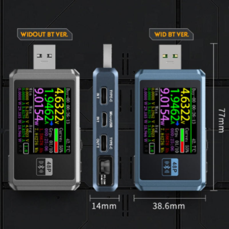 Chargez l&#39;image dans la visionneuse de la galerie, [FNB48P] FNIRSI USB Tester with Bluetooth Voltmeter Ammeter TYPE-C Fast Charge Detection Trigger Capacity Ripple Measurement with CNC Metal Shell - Polar Tech Australia
