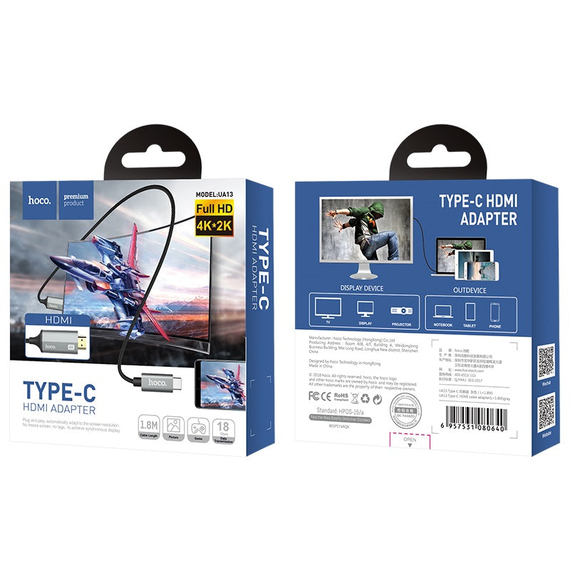 Load image into Gallery viewer, [UA13] HOCO Type C USB C to HDMI-compatible 4K Cable HDTV TV Digital Smart Converter Cable - Polar Tech Australia
