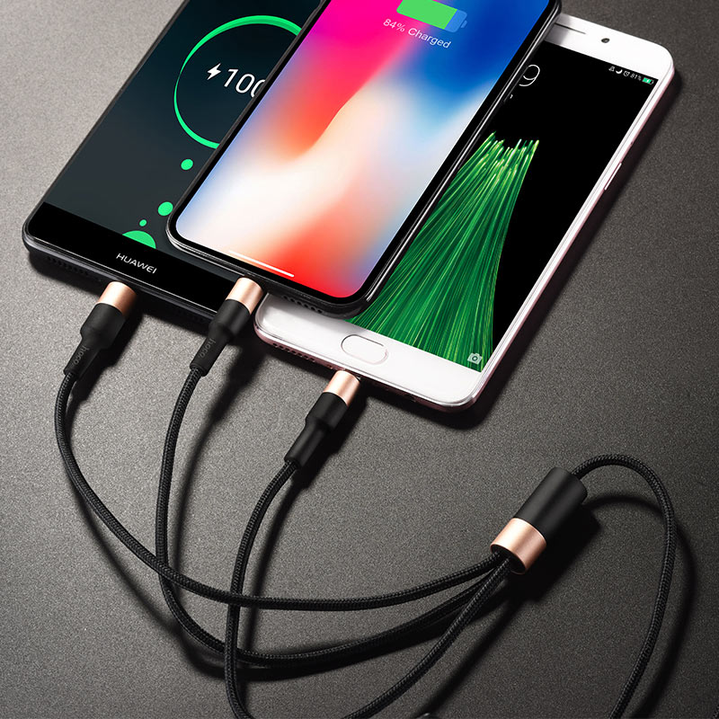 Load image into Gallery viewer, [X26][3 in 1][1M][Heavy Duty] HOCO Universal Traveling Fast Charging Data Sync USB Cable For USB-C / Lightning / Micro Phone &amp; Tablet Device - Polar Tech Australia
