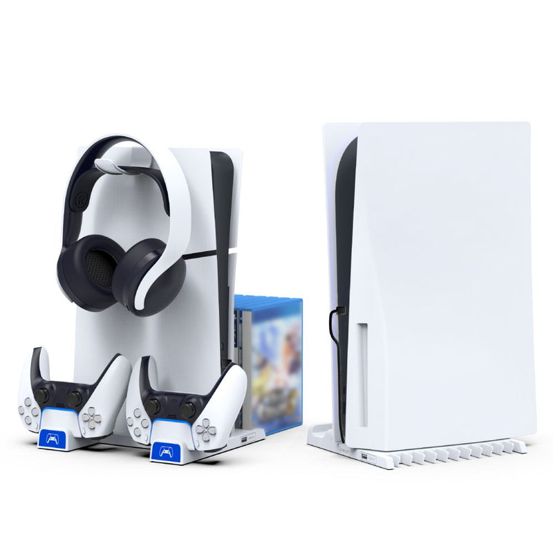 Load image into Gallery viewer, PS5 Charging Station Brakcet  Base with Headphone Rack Dual Controller - Polar Tech Australia
