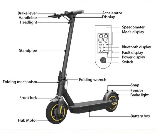 [Model:K10 Max][10 inch Solid Tyre] E-GO Electric Scooter 65KM Long Range With Smart LED Display - Polar Tech Australia