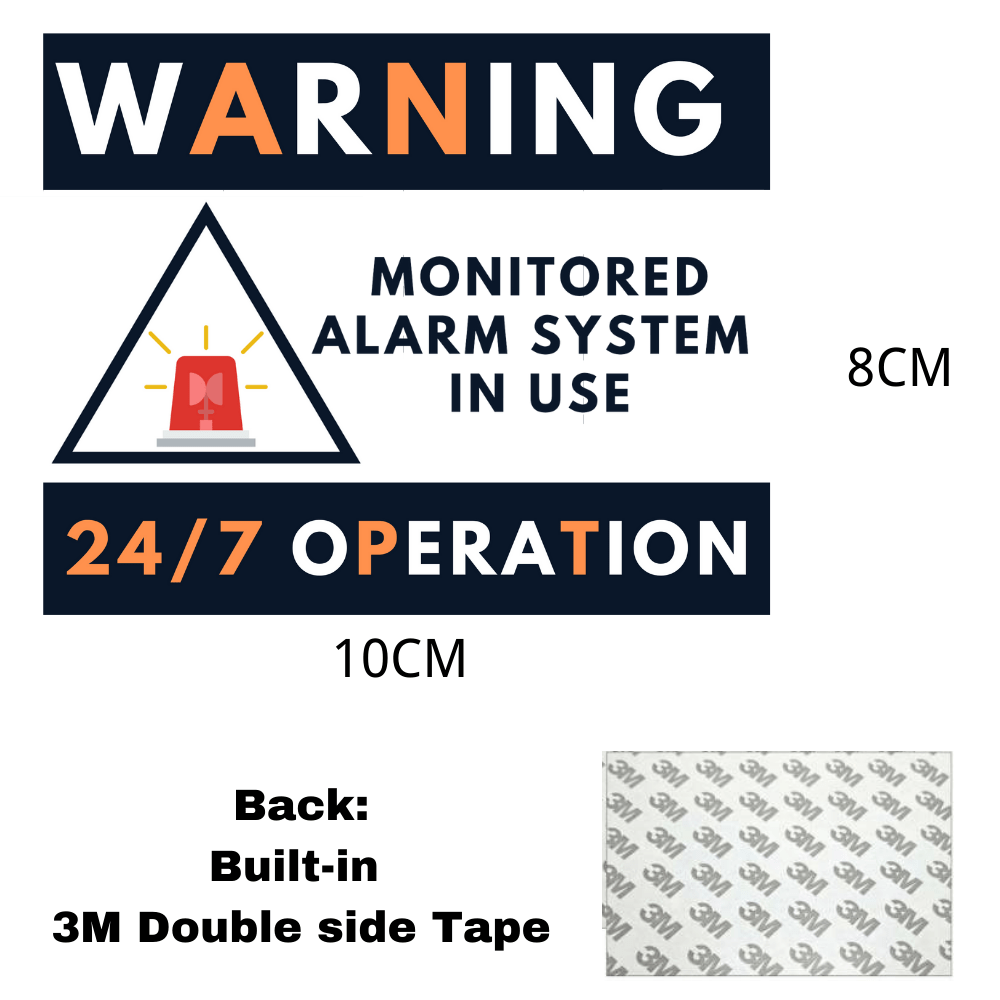 [10cm x 8cm] Security Alarm 24/7 Monitor Warning Sign Sticker Wall ...