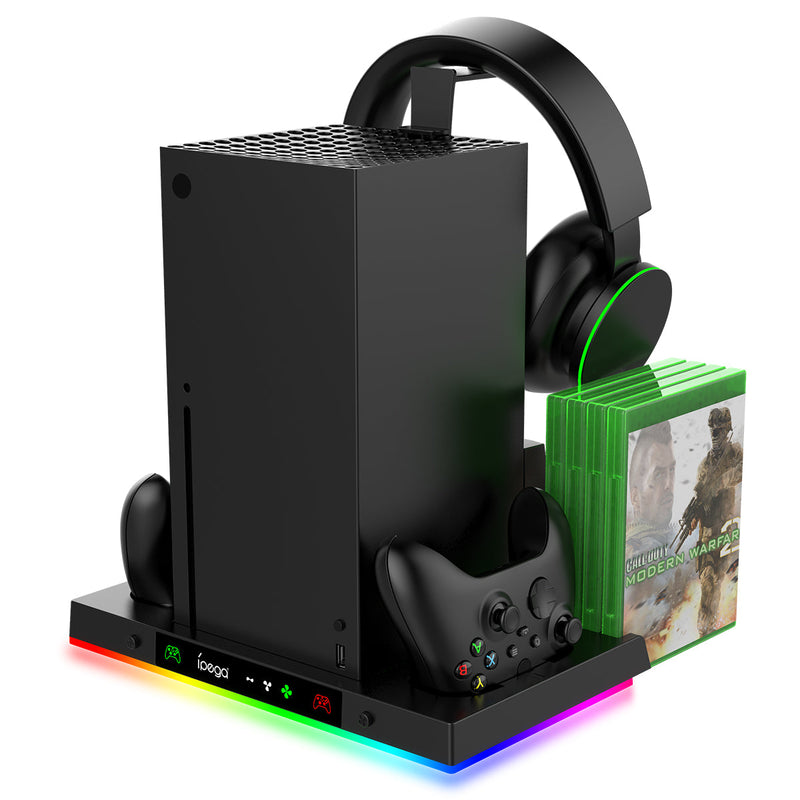 Load image into Gallery viewer, Xbox Series X - All in One Multi Function RGB Light Effect Cooling Fan Base Stand Charging Station - Game Gear Hub
