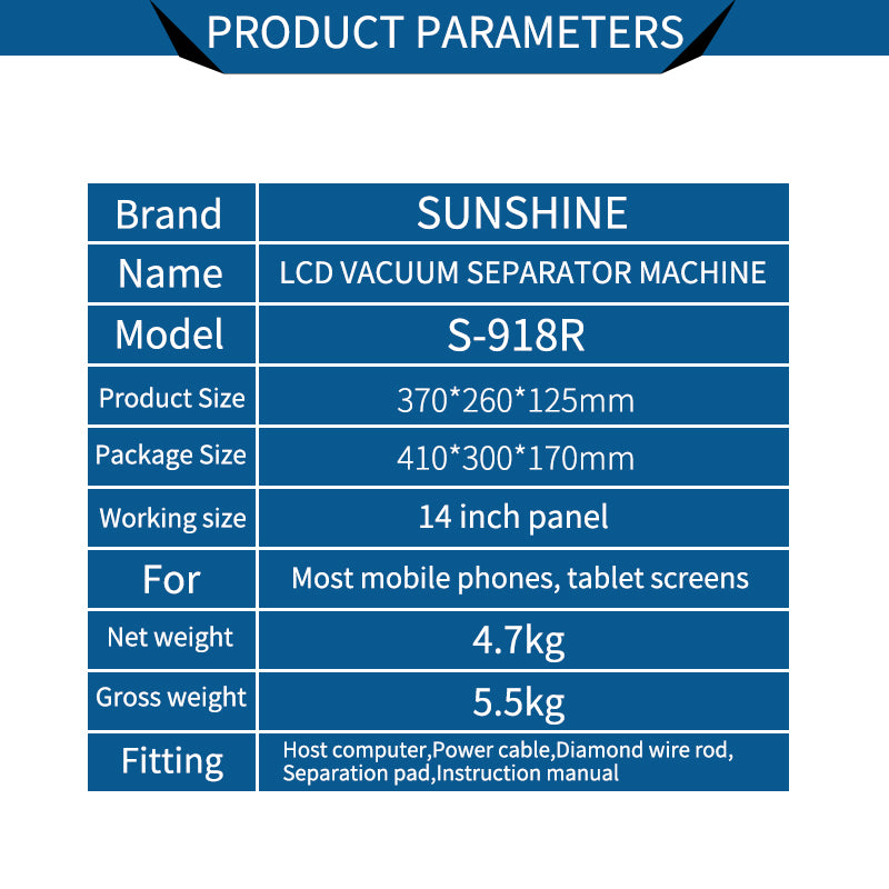 Cargue la imagen en el visor de la galería, [S-918R][AU Plug] SUNSHINE 14 inch Phone &amp; Tablet Screen Heating Pad Vacuum Separator Machine (220V-AU Plug) - Polar Tech Australia
