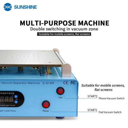 [S-918R][AU Plug] SUNSHINE 14 inch Phone & Tablet Screen Heating Pad Vacuum Separator Machine (220V-AU Plug) - Polar Tech Australia