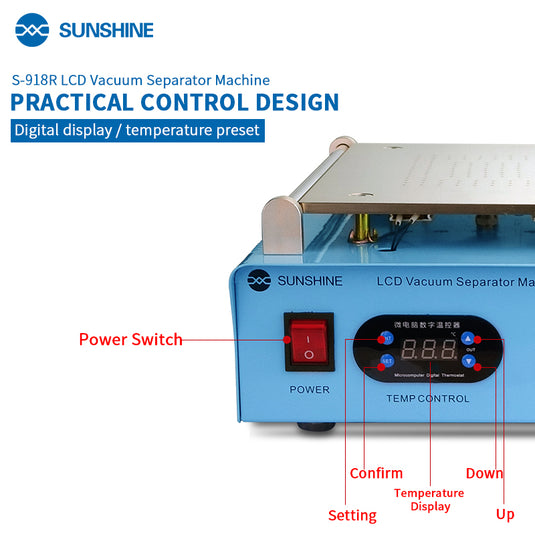 [S-918R][AU Plug] SUNSHINE 14 inch Phone & Tablet Screen Heating Pad Vacuum Separator Machine (220V-AU Plug) - Polar Tech Australia