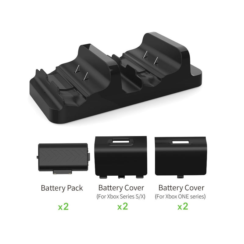 Cargue la imagen en el visor de la galería, Xbox Series S / X Controller Charging Dock Dual Gamepad Charging Stand with Dual Battery Pack - Game Gear Hub
