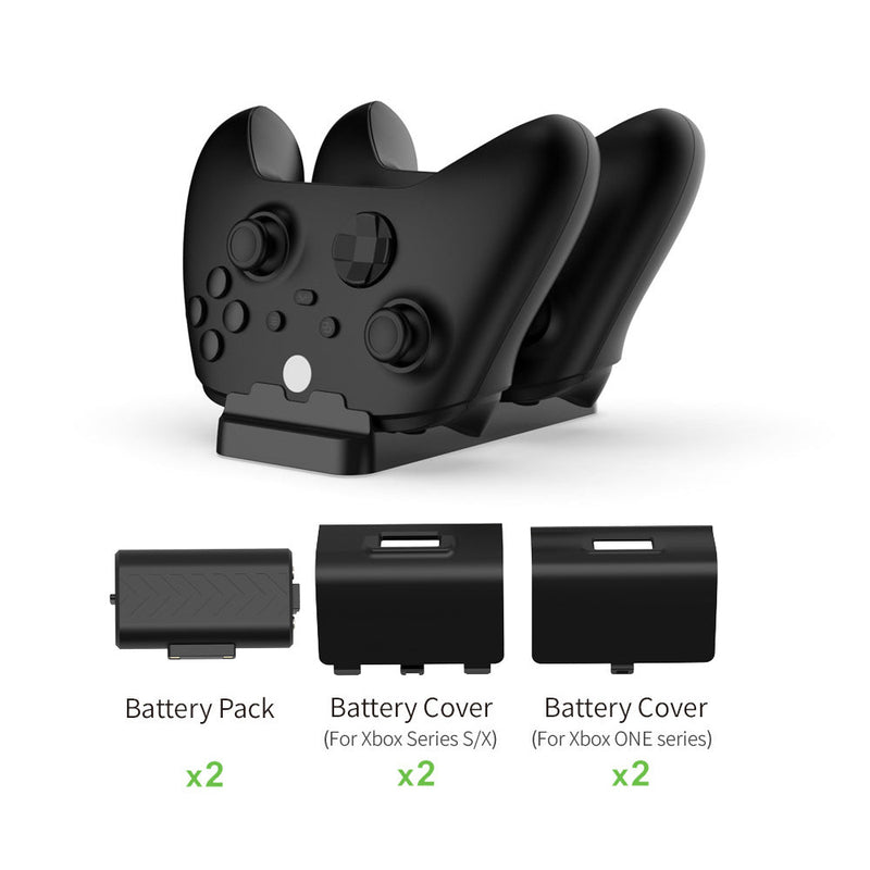 Cargue la imagen en el visor de la galería, Xbox Series S / X Controller Charging Dock Dual Gamepad Charging Stand with Dual Battery Pack - Game Gear Hub
