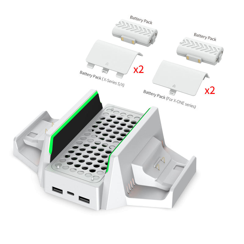 Load image into Gallery viewer, Xbox Series S - Cooling Fan Charging  Vertical Stand Dual Controller Charging Base - Game Gear Hub
