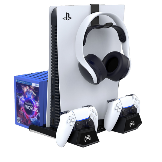 Sony PlayStation 5 PS5 - Fast Charging Vertical Stand Dock With Built-in Cooling Fan - Game Gear Hub