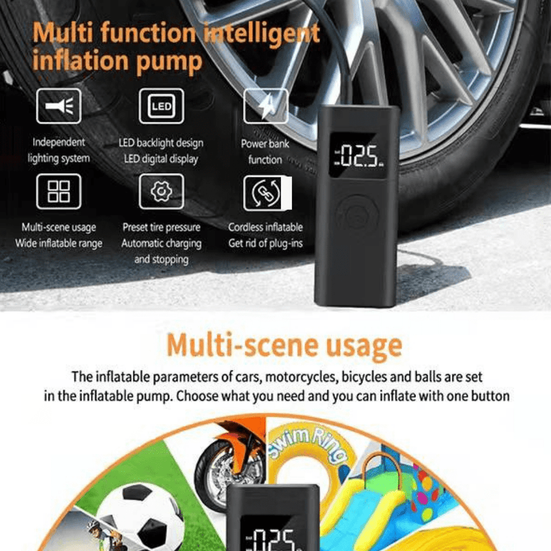 Load image into Gallery viewer, 2 in 1 Wireless Electric Portable Mini Smart Air Pump Air Compressor Inflator &amp; Power Bank - Polar Tech Australia
