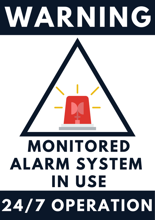 [20cm x 30cm] Security Alarm 24/7 Monitor Warning Waterproof PVC Sign Wall Window Office Door Sticker - Polar Tech Australia