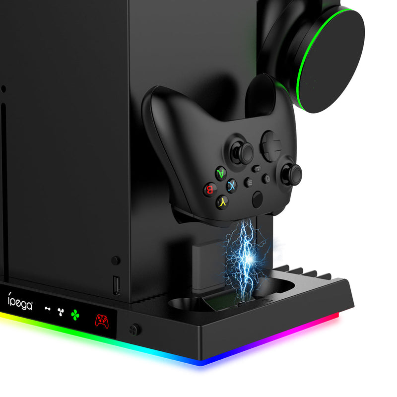 Load image into Gallery viewer, Xbox Series X - All in One Multi Function RGB Light Effect Cooling Fan Base Stand Charging Station - Game Gear Hub
