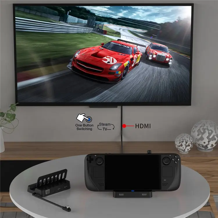 Cargue la imagen en el visor de la galería, Steam Deck Docking Station Converter with HD Video Port, Gigabit Ethernet, USB 2.0 and PD Fast Charging - Game Gear Hub
