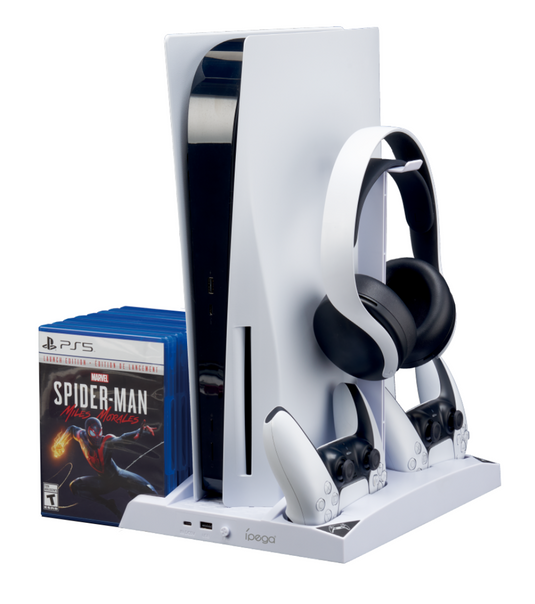 [With Built-in Dual Fan] Sony PlayStation 5 PS5 Multifunctional Charging Dock With Game Storage Station Stand - Game Gear Hub