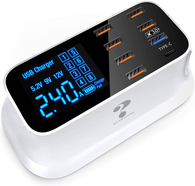 Load image into Gallery viewer, [CD-A19Q][AU Plug] 40W 8 Ports USB QC3.0 PD Quick Charger Adapter Station With Current / Voltage Meter - Polar Tech Australia
