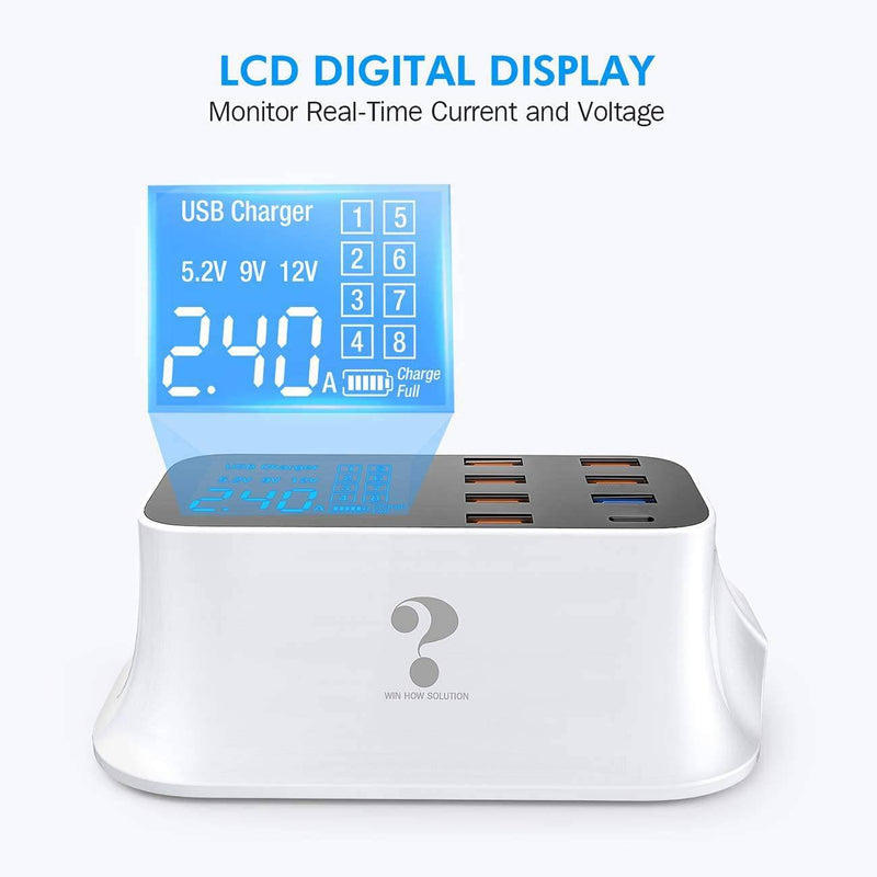 Load image into Gallery viewer, [CD-A19Q][AU Plug] 40W 8 Ports USB QC3.0 PD Quick Charger Adapter Station With Current / Voltage Meter - Polar Tech Australia
