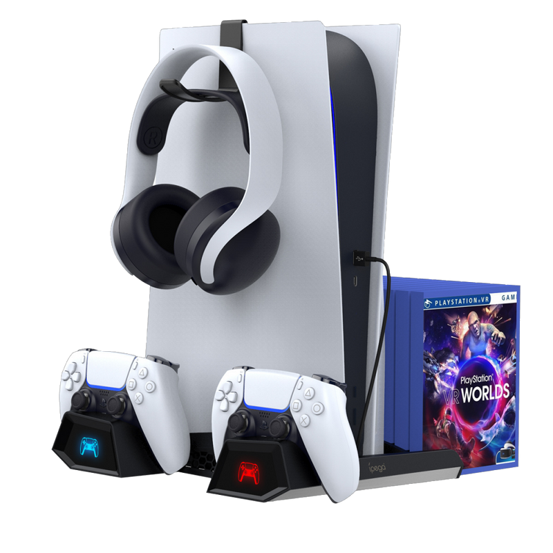 Load image into Gallery viewer, Sony PlayStation 5 PS5 - Fast Charging Vertical Stand Dock With Built-in Cooling Fan - Game Gear Hub
