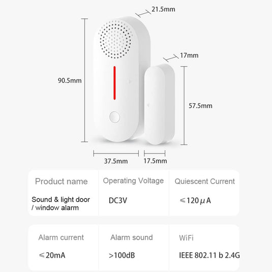 [TUYA Smart Home][Built-in Siren] Battery Powdered Door & Window Sensor Alarm Burglary Detector Home Security - Polar Tech Australia