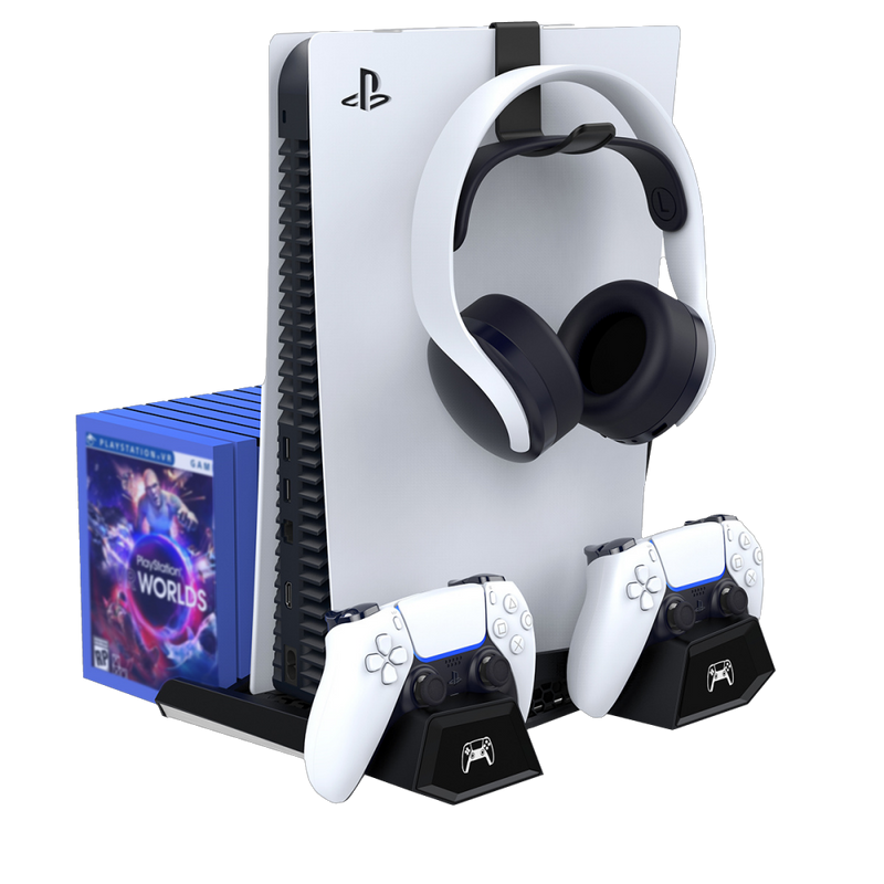 Load image into Gallery viewer, Sony PlayStation 5 PS5 - Fast Charging Vertical Stand Dock With Built-in Cooling Fan - Game Gear Hub
