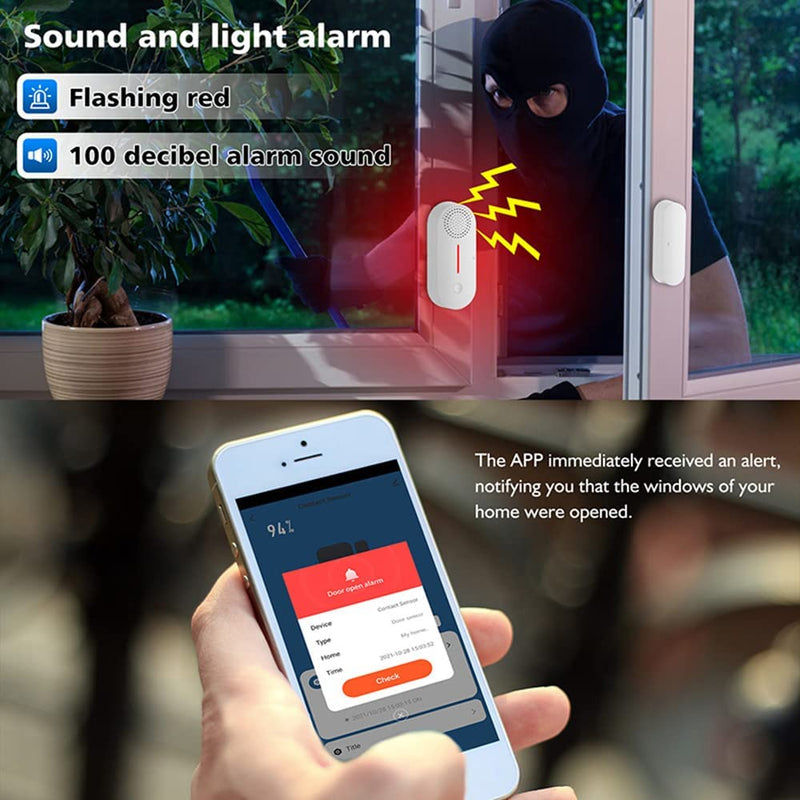 Cargue la imagen en el visor de la galería, [TUYA Smart Home][Built-in Siren] Battery Powdered Door &amp; Window Sensor Alarm Burglary Detector Home Security - Polar Tech Australia
