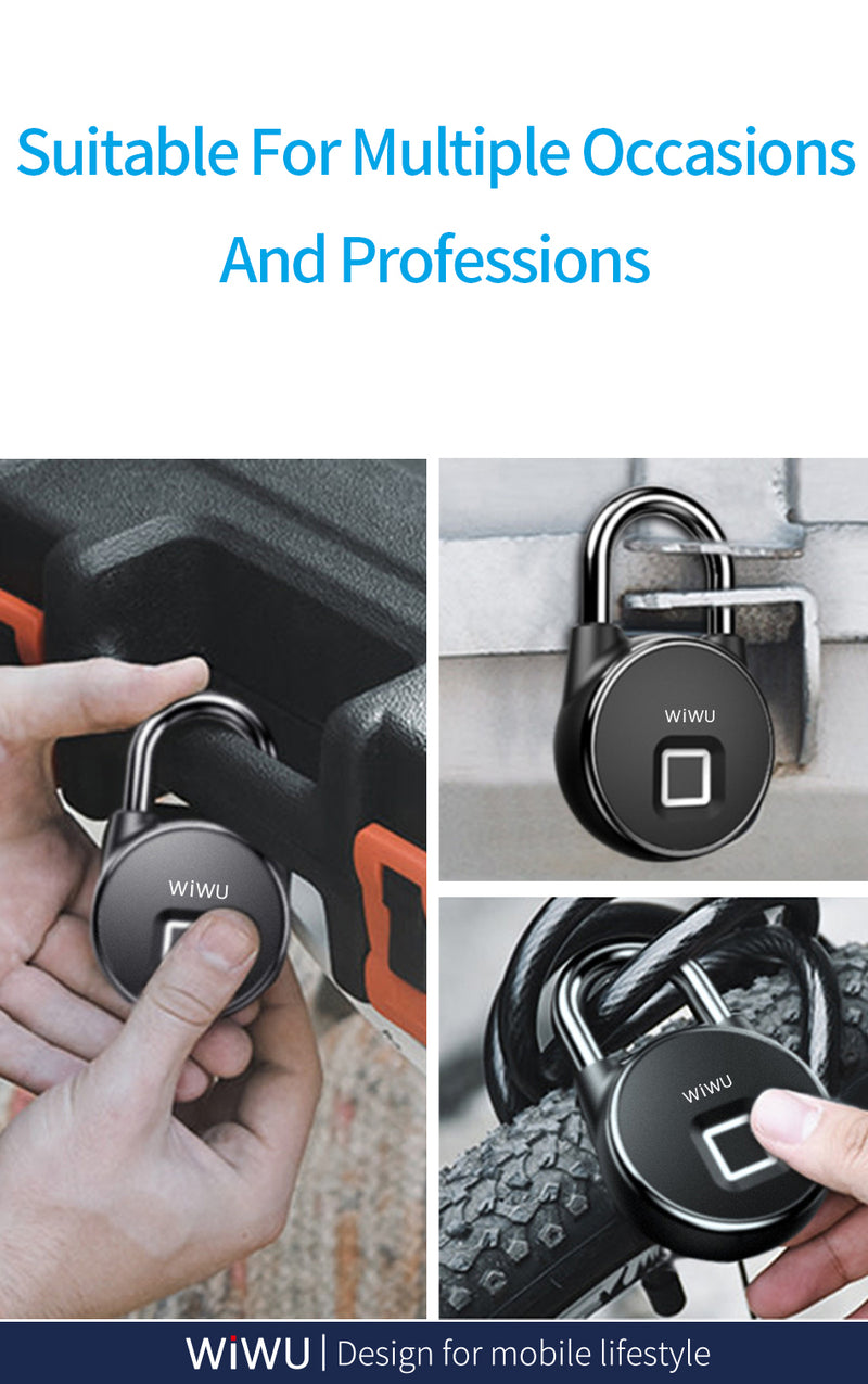 Load image into Gallery viewer, WIWU S5 IP65 Waterproof Smart Rechargeable Fingerprint Padlock For Door Bicycle Bag Cabinets - Polar Tech Australia
