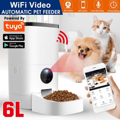 6L Large Pet Cat Dog Smart Automatic Auto Feeder Food Dispenser With HD Camera With APP Control - Polar Tech Australia