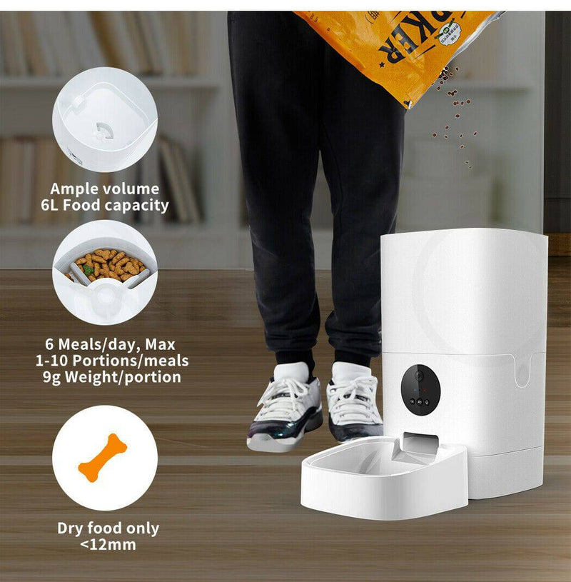 Load image into Gallery viewer, 6L Large Pet Cat Dog Smart Automatic Auto Feeder Food Dispenser With HD Camera With APP Control - Polar Tech Australia
