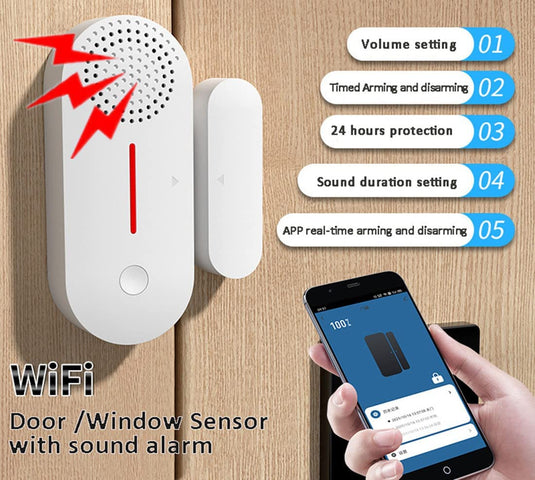 [TUYA Smart Home][Built-in Siren] Battery Powdered Door & Window Sensor Alarm Burglary Detector Home Security - Polar Tech Australia