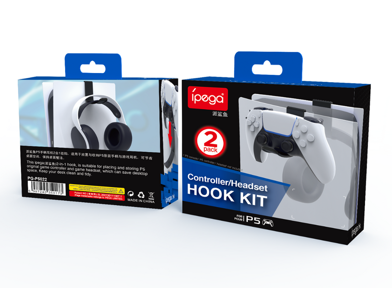 Chargez l&#39;image dans la visionneuse de la galerie, Sony Playstation PS5 P5 - Game Controller &amp; Headset Headphone Holder Combo Hook - Polar Tech Australia

