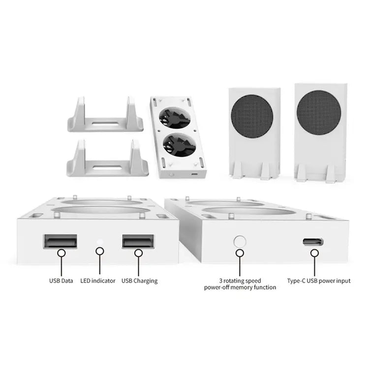 Load image into Gallery viewer, Xbox Series S Vertical Cooling Stand Holder Dual Cooling Fan Base - Game Gear Hub
