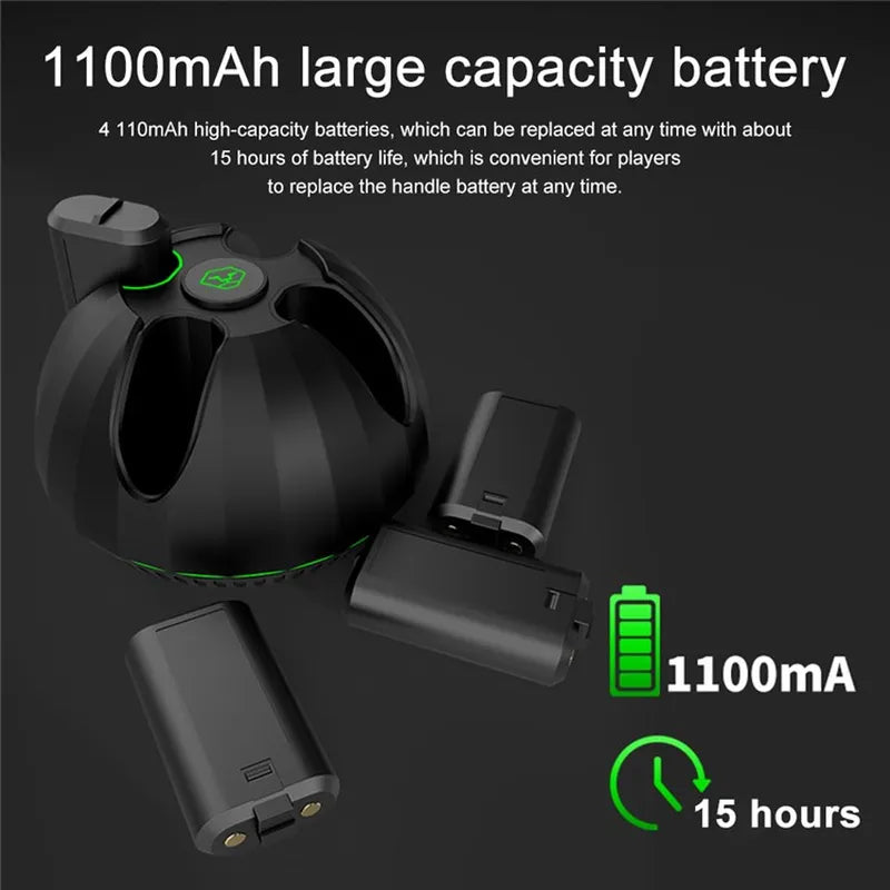 Cargue la imagen en el visor de la galería, Xbox Game Controller Battery Charging Base with 4 1100mAh Batteries - Game Gear Hub
