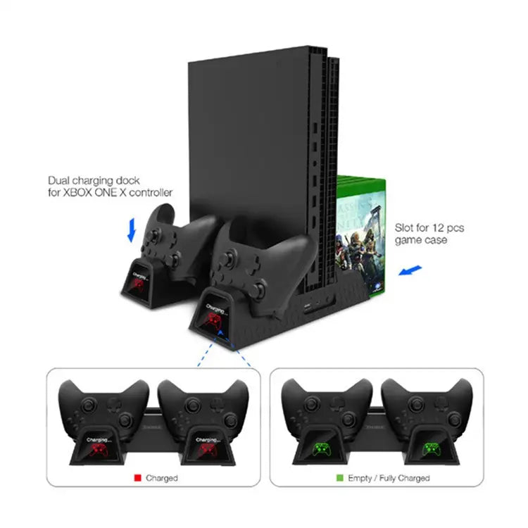 Cargue la imagen en el visor de la galería, Xbox One X / S Cooling Stand with Dual Controller Charging Dock - Game Gear Hub
