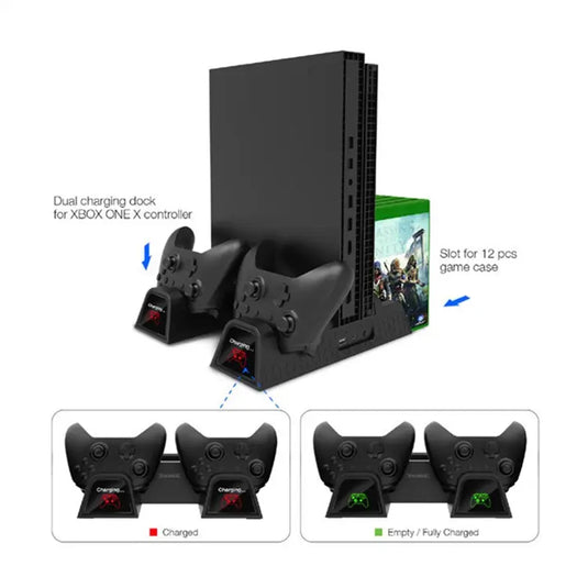 Xbox One X / S Cooling Stand with Dual Controller Charging Dock - Game Gear Hub