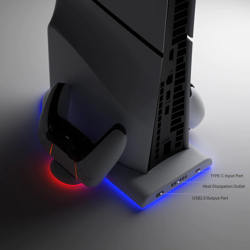 Cargue la imagen en el visor de la galería, PlayStation 5/PS5 -  Charging Dock Station Cooling Stand with RGB Light &amp; DualSense Controller Charging Slot - Game Gear Hub
