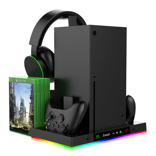 Xbox Series X - All in One Multi Function RGB Light Effect Cooling Fan Base Stand Charging Station - Game Gear Hub
