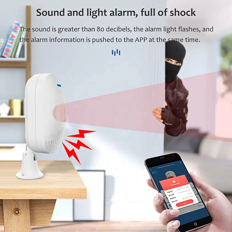 Load image into Gallery viewer, [TUYA Smart Home] Battery &amp; Wired Powdered WIFI Infrared Detector PIR Motion Detect Sensor + Built in Sound Siren Smart Home Security - Polar Tech Australia
