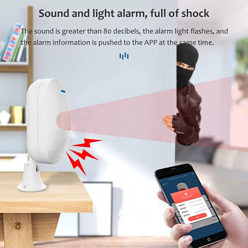 Cargue la imagen en el visor de la galería, [TUYA Smart Home] Battery &amp; Wired Powdered WIFI Infrared Detector PIR Motion Detect Sensor + Built in Sound Siren Smart Home Security - Polar Tech Australia
