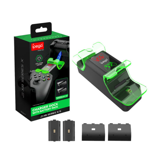 Xboxes Series X & S Luminous Base Dock Charging Station with Charging Indicator 2 Batteries - Game Gear Hub
