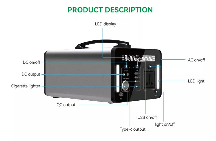 Cargue la imagen en el visor de la galería, [UA500] Catizon 500W Portable Solar Generator Outdoor Emergency Power Supply Station - Polar Tech Australia
