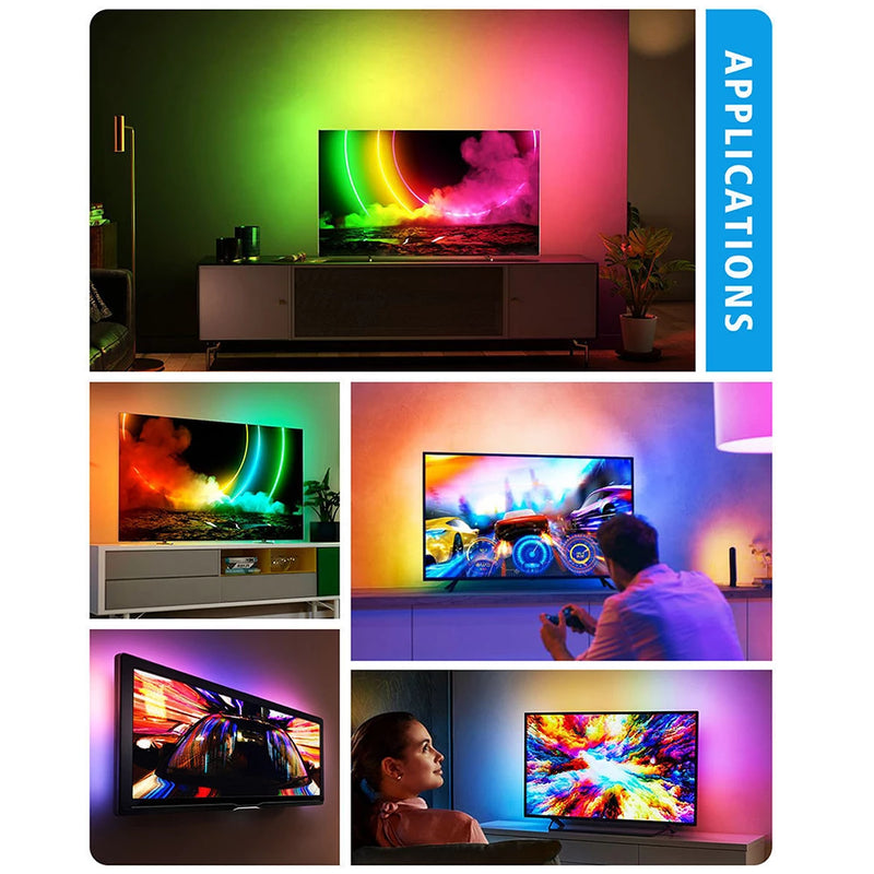 Cargue la imagen en el visor de la galería, [TUYA Smart Home] Ambient TV PC Backlight RGB LED Strip Light Music/Game/Movie Synchronization Support 4K/HDR/TV BOX/Alexa/Google Smart Sync LED Light Set - Polar Tech Australia
