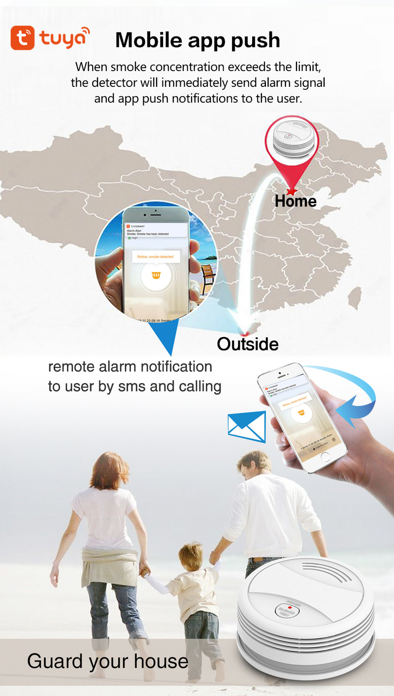 Cargue la imagen en el visor de la galería, [TUYA Smart Home] Battery Powered Wireless WIFI Smoke Detector Smart Home Security - Polar Tech Australia

