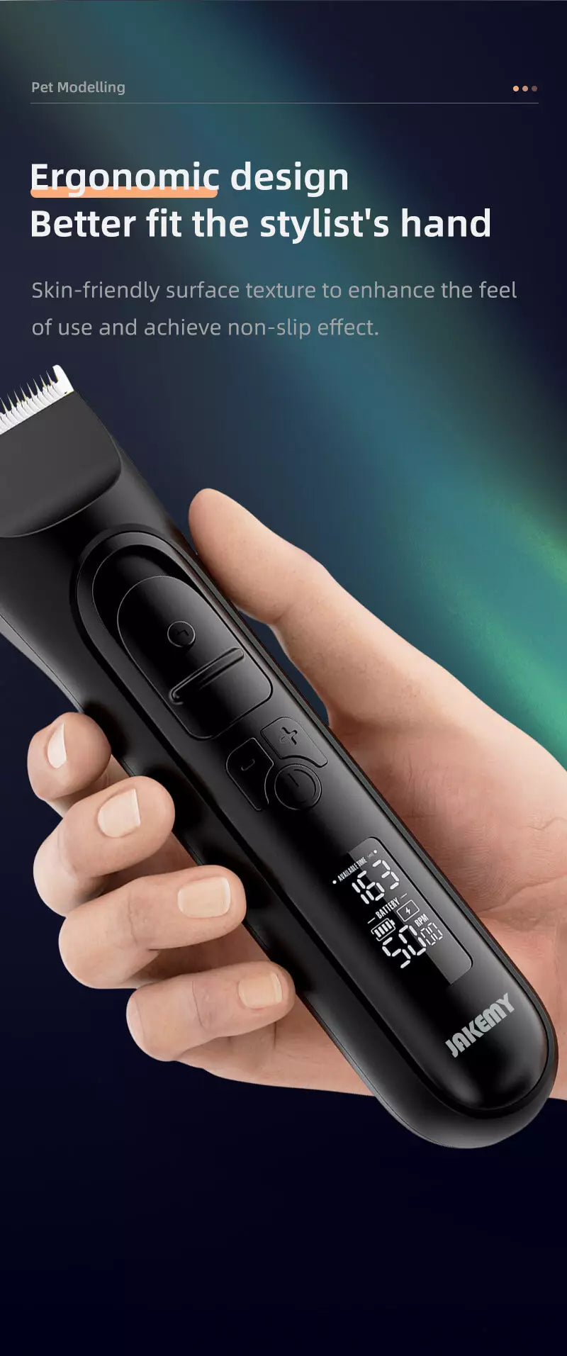 Cargue la imagen en el visor de la galería, [JM-PE02] Jakemy Waterproof Rechargeable Cordless Electric Pet Hair Clipper Trimmer Pet Grooming Tool - Polar Tech Australia
