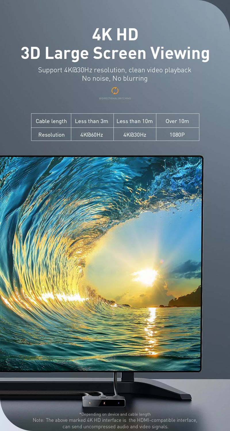 Load image into Gallery viewer, Baseus Matrix 3 Ports HDMI Splitter 4K HD 60Hz (Two-Way Switch) - Polar Tech Australia
