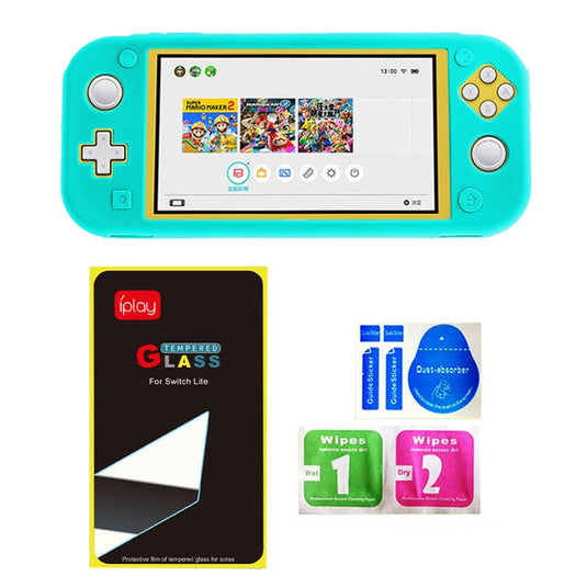 Switch Lite Game Host Silicone Full Coverage Protective Case with Screen Protector(Mint Green) - Game Gear Hub