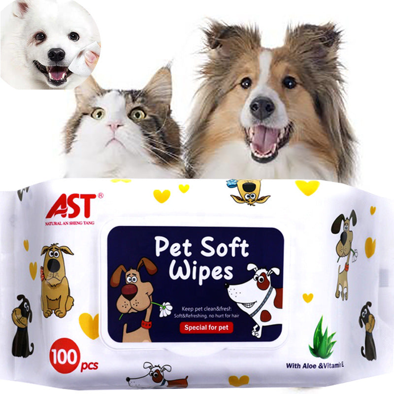 Cargue la imagen en el visor de la galería, [500 Wipes][15cm x 20cm][Alcohol Free] AST Pet Animal Cleaning Soft Wipes With Aloe &amp; Vitamin E - Polar Tech Australia
