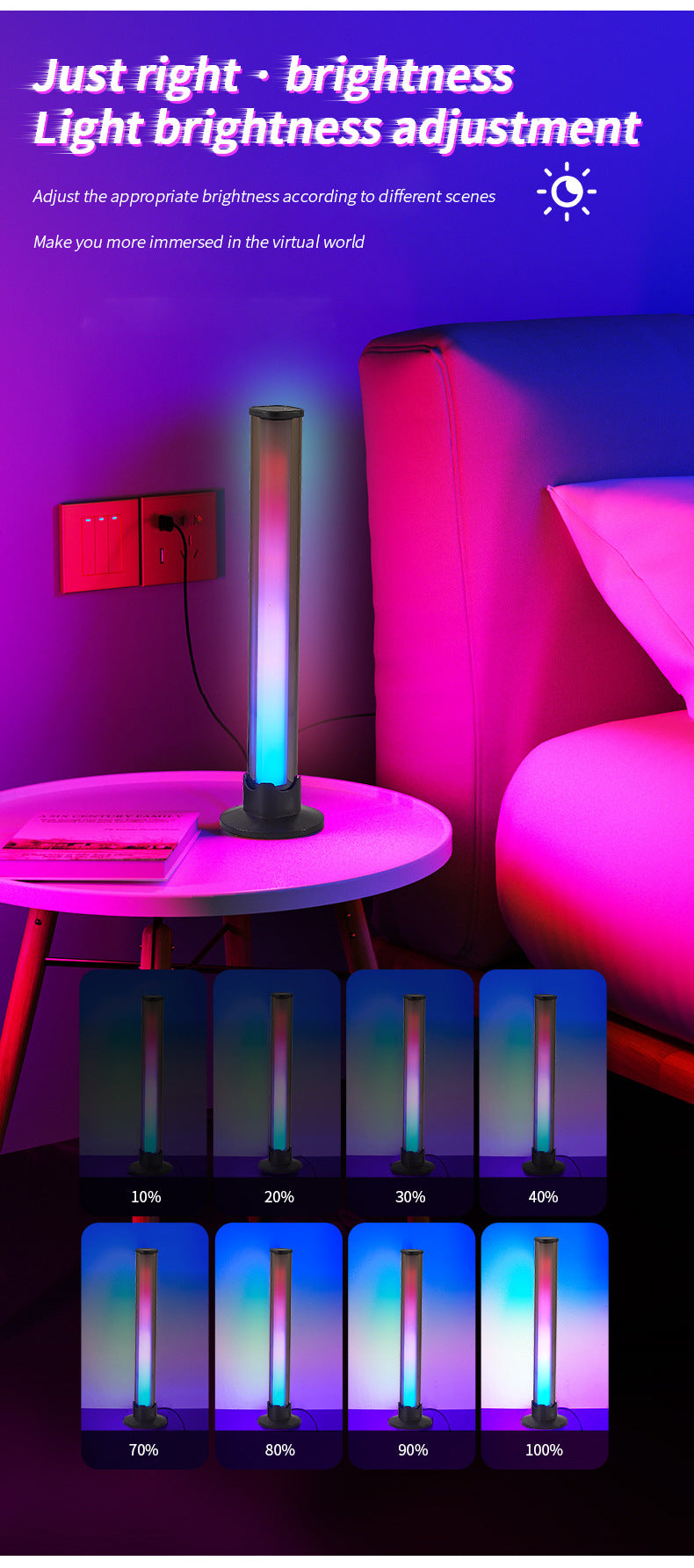 Cargue la imagen en el visor de la galería, [TUYA Smart Home][2 Pcs] RGB Dimmable LED Music Rhythm Lamp Sound Bar APP Control Atmosphere Light LED Bar - Polar Tech Australia
