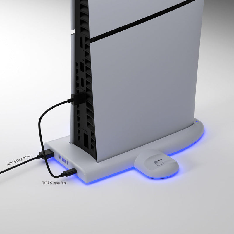 Cargue la imagen en el visor de la galería, PlayStation 5/PS5 -  Charging Dock Station Cooling Stand with RGB Light &amp; DualSense Controller Charging Slot - Game Gear Hub
