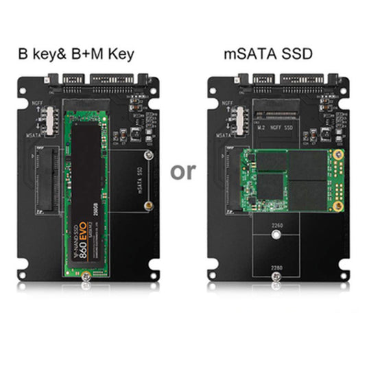 2 in 1 - M.2 NGFF SSD & MSATA SSD to SATA Adapter Board - Polar Tech Australia
